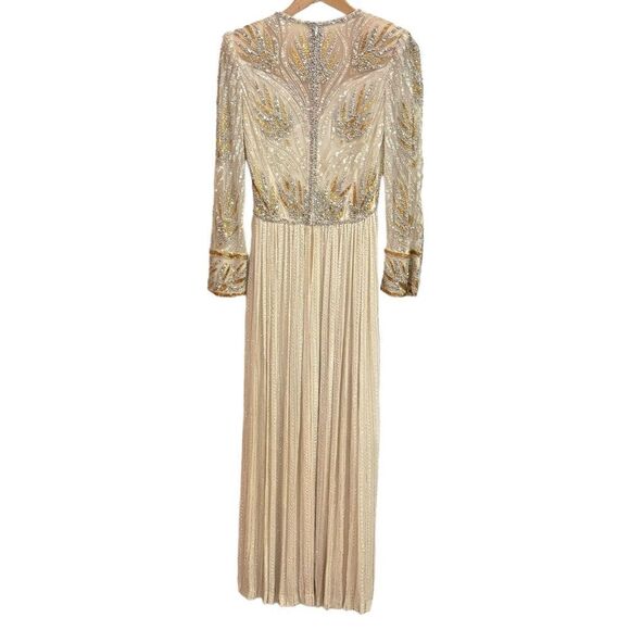 Bob Mackie & Lillie Rubin Vintage Heavily Beaded Sequin Glamorous Silk Gown 10 - Picture 7 of 15